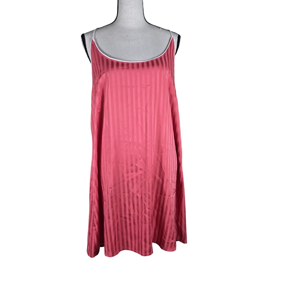 Auden Satin Striped Chemise Nightgown Pink Y-Back Sleepwear Large Lingerie, Slip